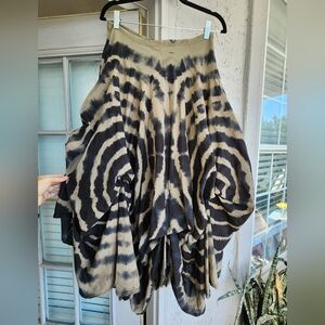 Anthropologie LUNA LUZ Cotton Shibori Gauzy Parachute Tiered Asymmetrical Skirt